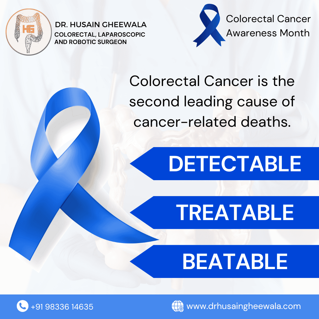 Blue ribbon for Colorectal Cancer Awareness Month; promotes detection, treatment, and prevention of colorectal cancer.