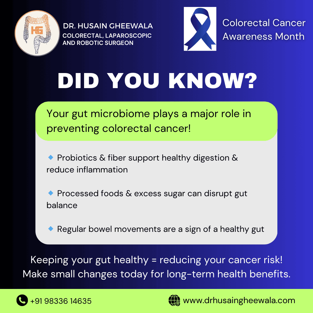 Colorectal cancer awareness tip: Gut health influences prevention. Probiotics and fiber aid digestion. Stay informed!